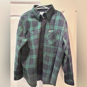 Lacoste Flannel work shirt size XL Navy and Green checkered